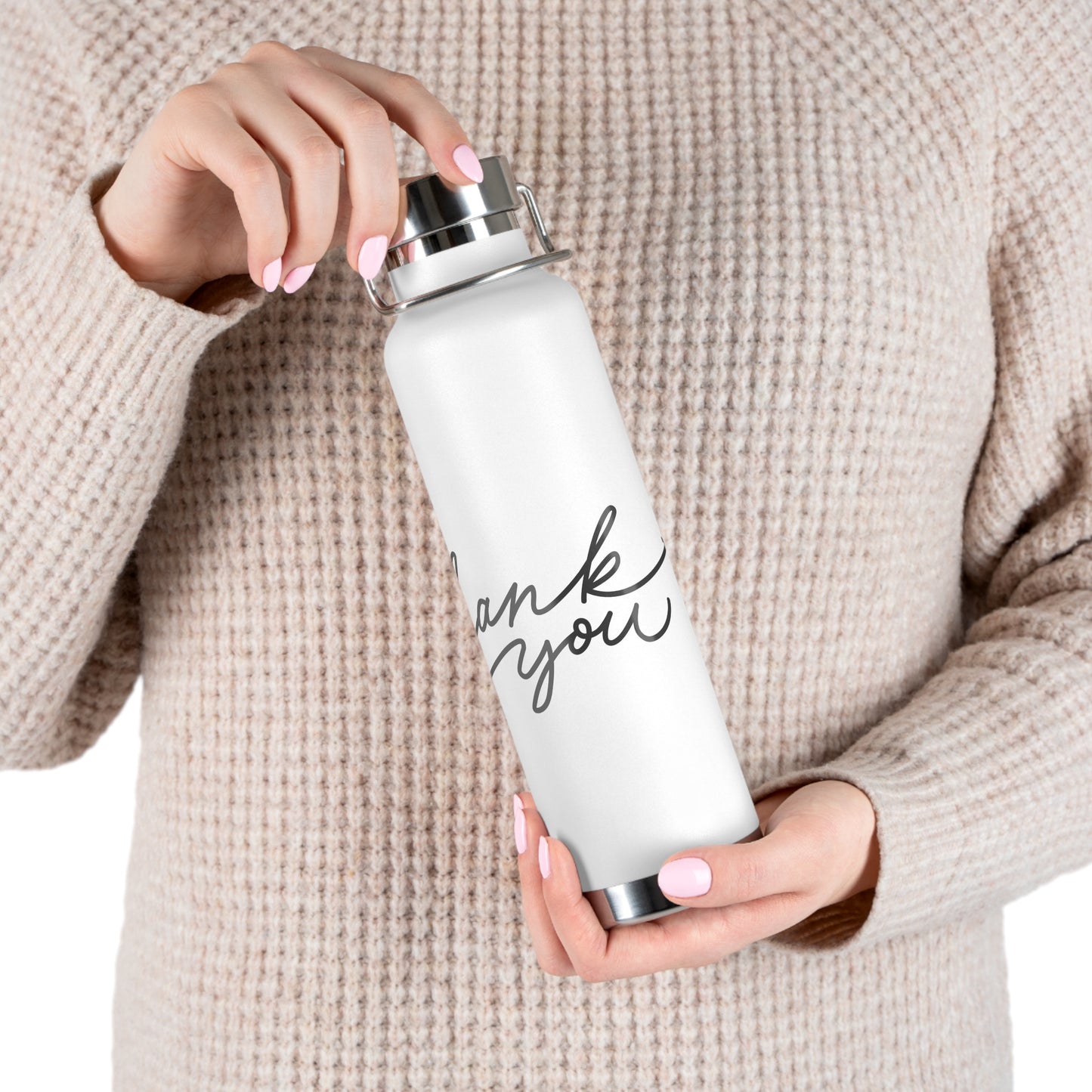 Thank You Copper Insulated Bottle - 22oz Stylish Water Flask