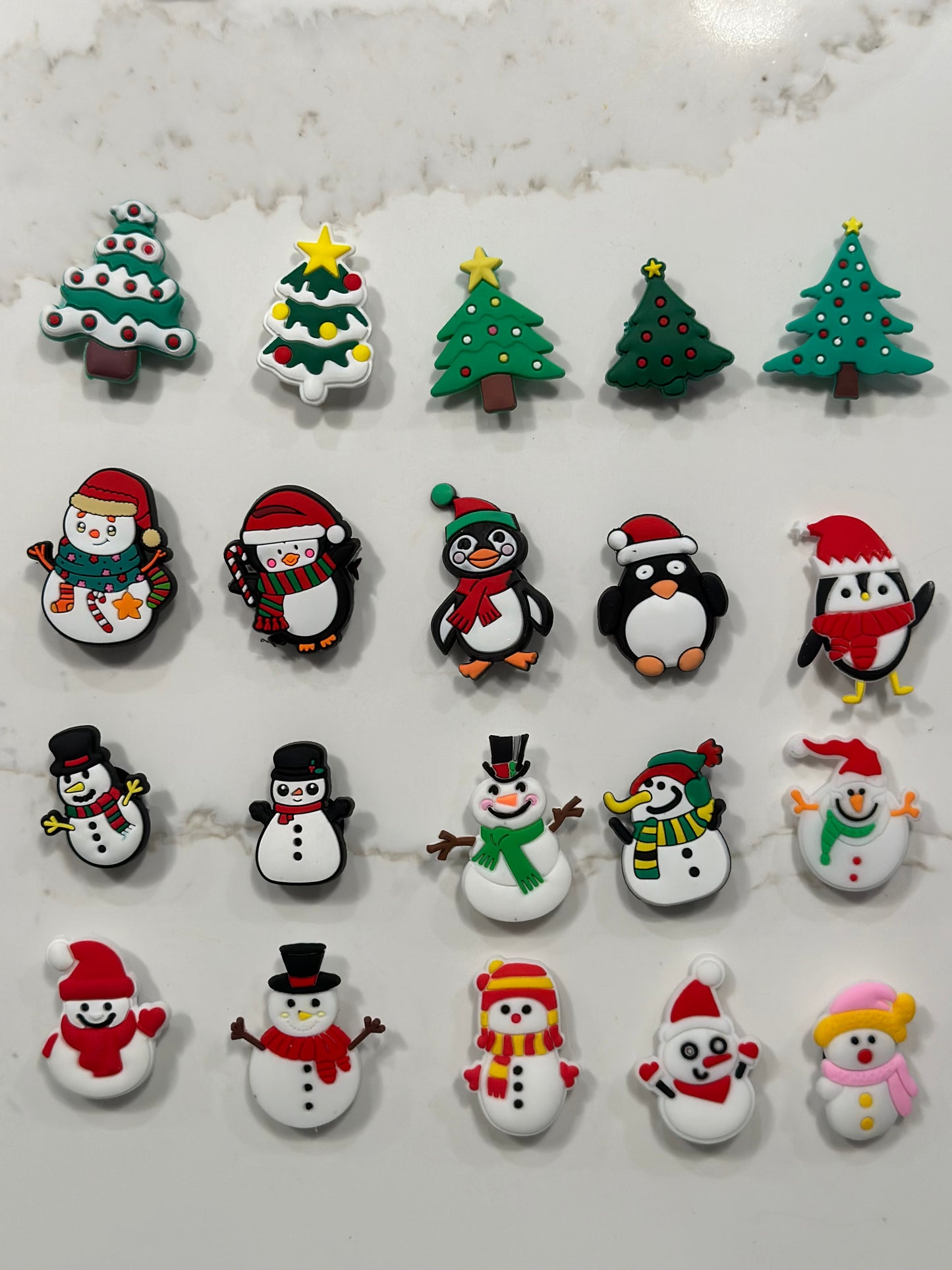 Christmas Tree & Snowman Croc Charms