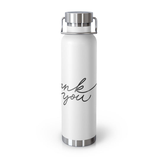 Thank You Copper Insulated Bottle - 22oz Stylish Water Flask