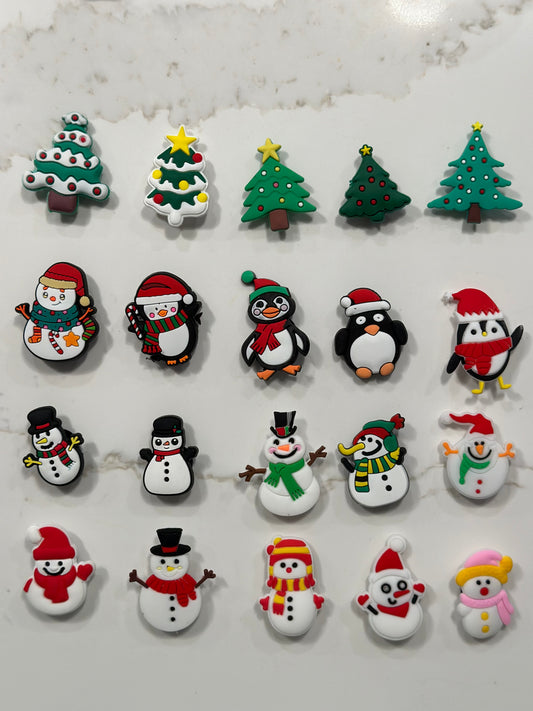 Christmas Tree & Snowman Croc Charms